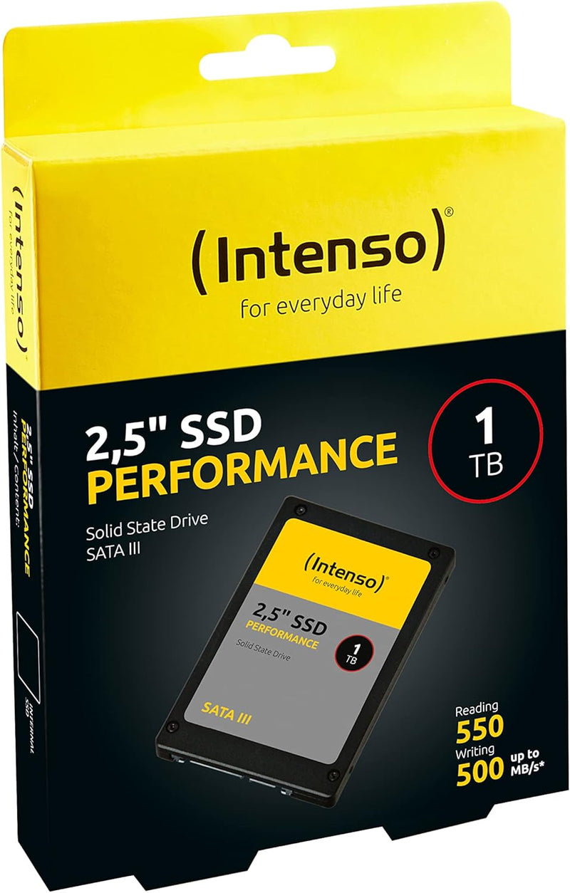 Intenso Interne 2,5" SSD SATA III Performance, 1 TB, 550 MB/Sekunden, Schwarz, Festkörper-Laufwerk 1