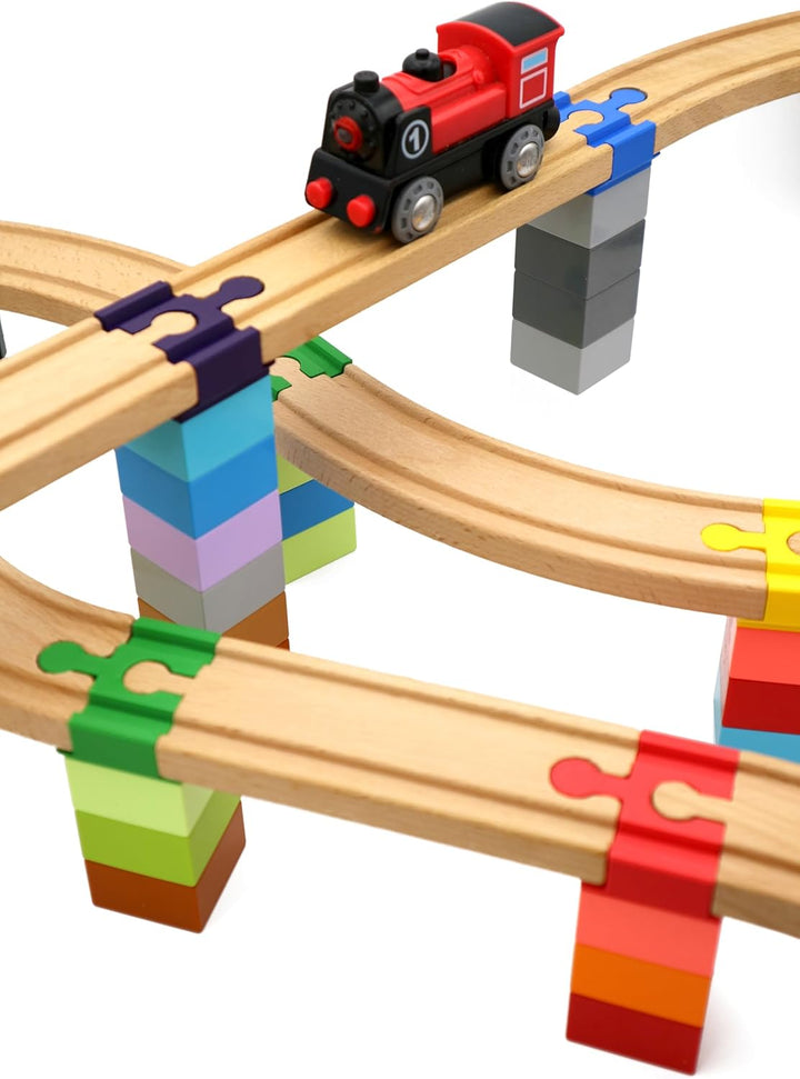 missing piece - Duplo-Adapter für Holzeisenbahnen (12 Stück) (Bunte Mischung), Bunte Mischung