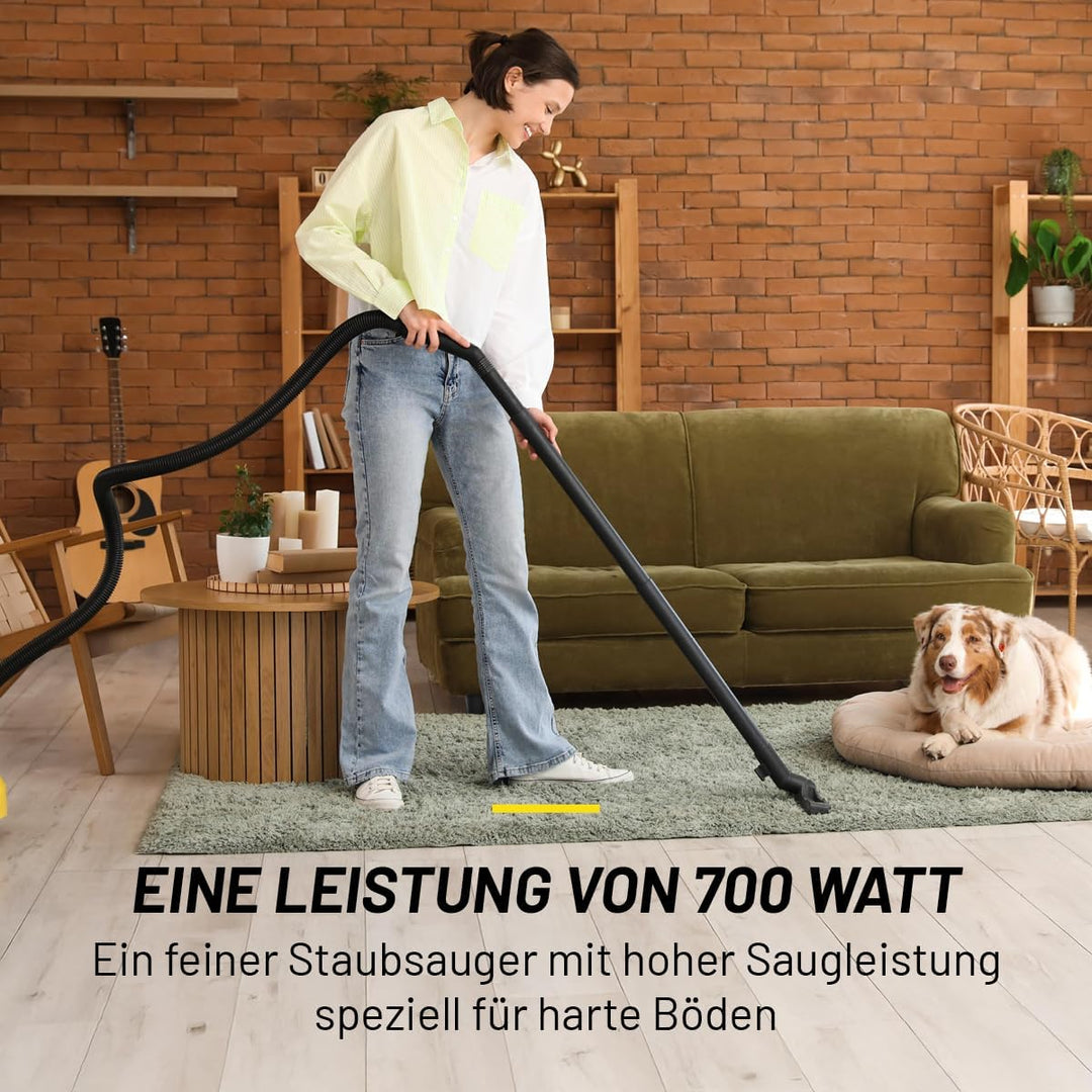 DUNLOP Staubsauger ohne Beutel - Bodenstaubsauger 700W - Starke Leistung - Mit Kabelaufrollung - Ink