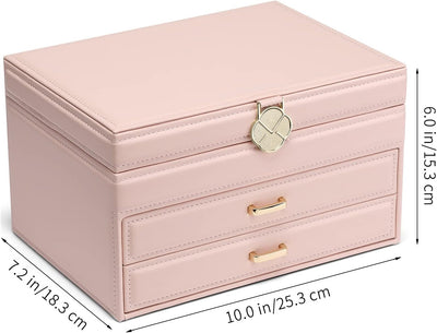 Vlando Schmuckkästchen, grosse Kapazität, Schmuck-Aufbewahrungsboxen, Kunstleder, Spiegel, Schmuck-O