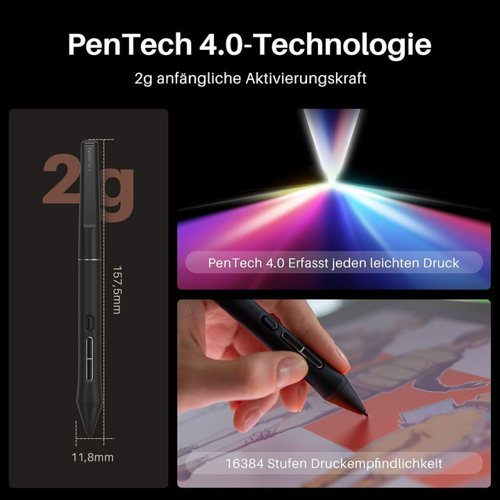 HUION Kamvas 16 Gen 3 2,5K QHD Grafiktablett mit Display, 15,8 Zoll Zeichentablett mit Entspiegeltem