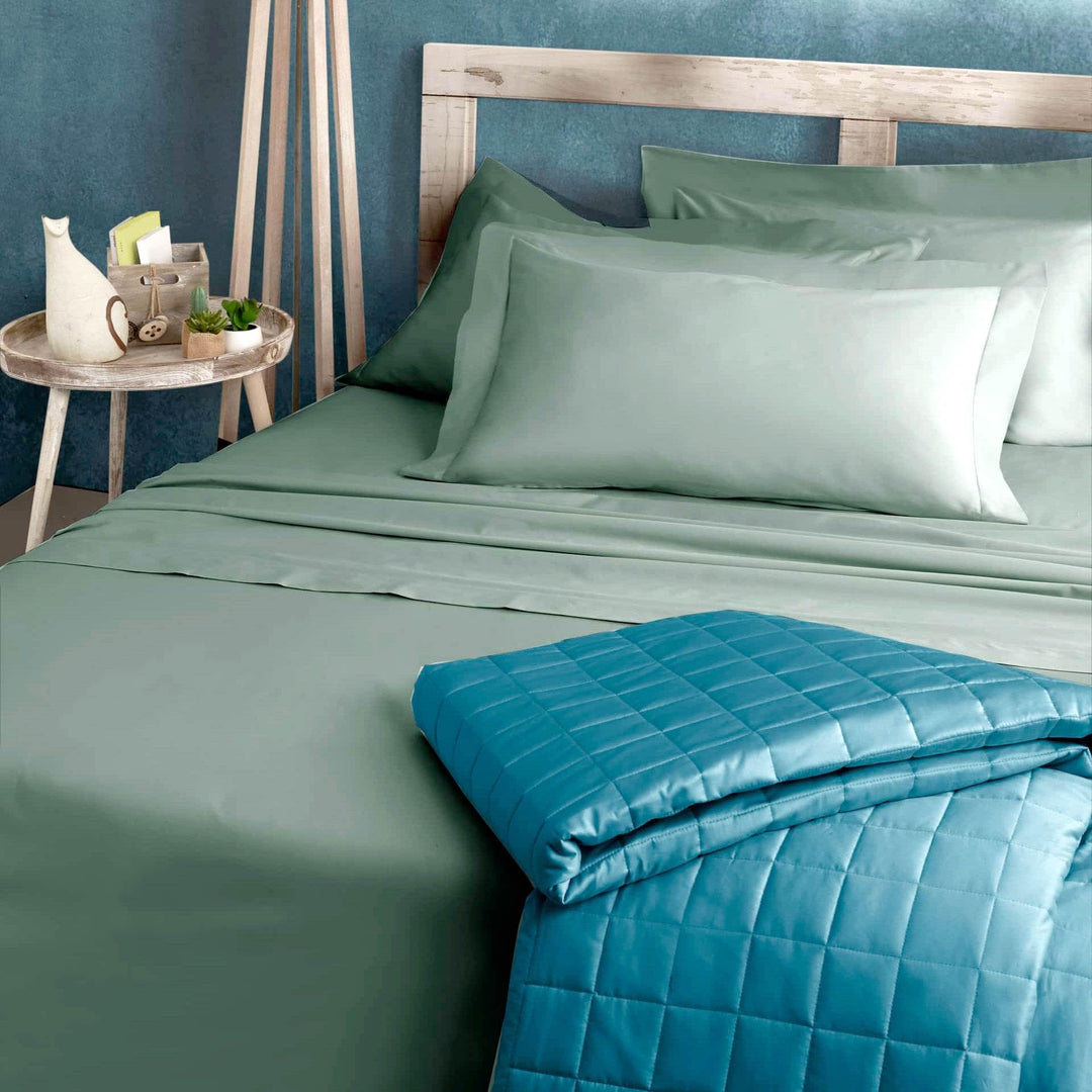Einfarbige Baumwoll-Satin-Bettwäsche - Salbei, 90x200 Single Maxi Salbei 90x200 Single Maxi, Salbei