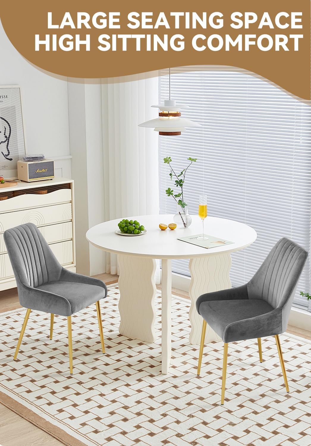 EsszimmerstüHle 2er Set, Moderne Samt-WohnzimmerstüHle, Polsterstuhl Esszimmer,Gepolsterter Armloser