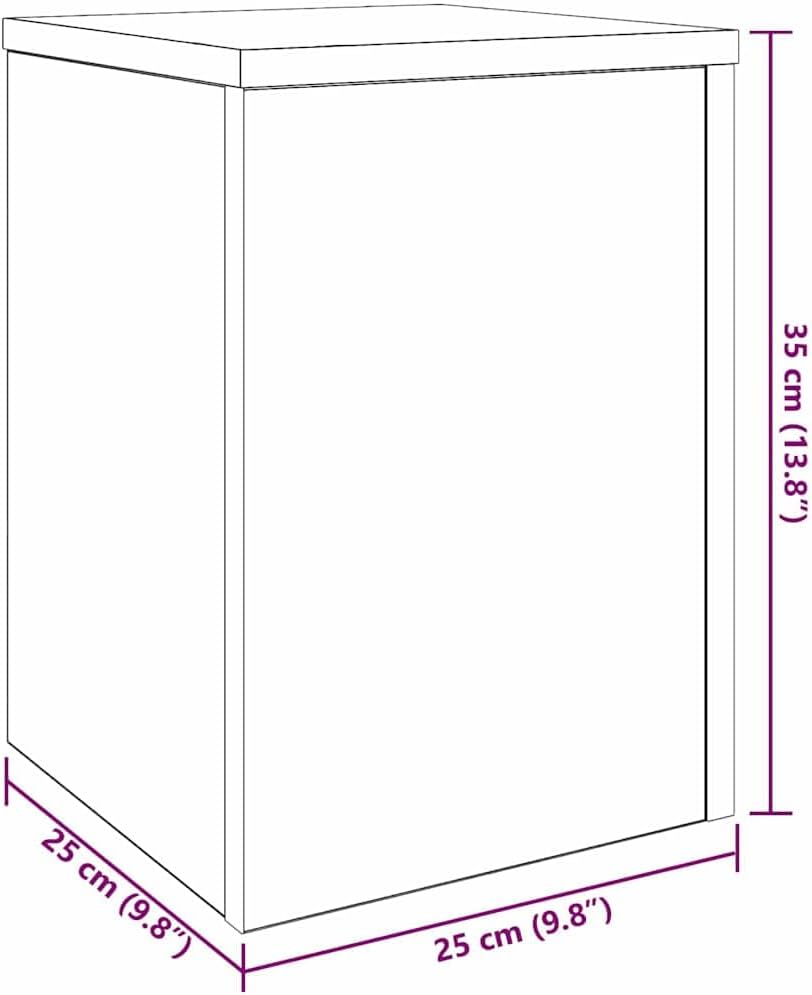 vidaXL Pflanzenständer 2 pcs Schwarz Eichen-Optik 25 x 25 x 35 cm, Wohzimmer Deko, moderner Pflanzen