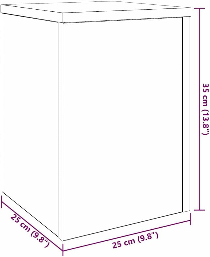 vidaXL Pflanzenständer 2 pcs Schwarz Eichen-Optik 25 x 25 x 35 cm, Wohzimmer Deko, moderner Pflanzen