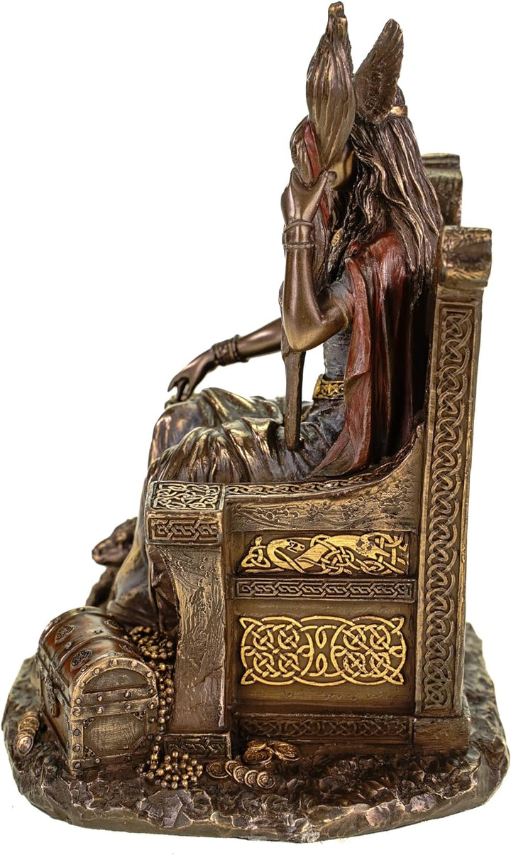 Veronese 708-7432 Germanische Göttin Frigga Frau Odins auf Thron Frigg Odin bronziert Figur
