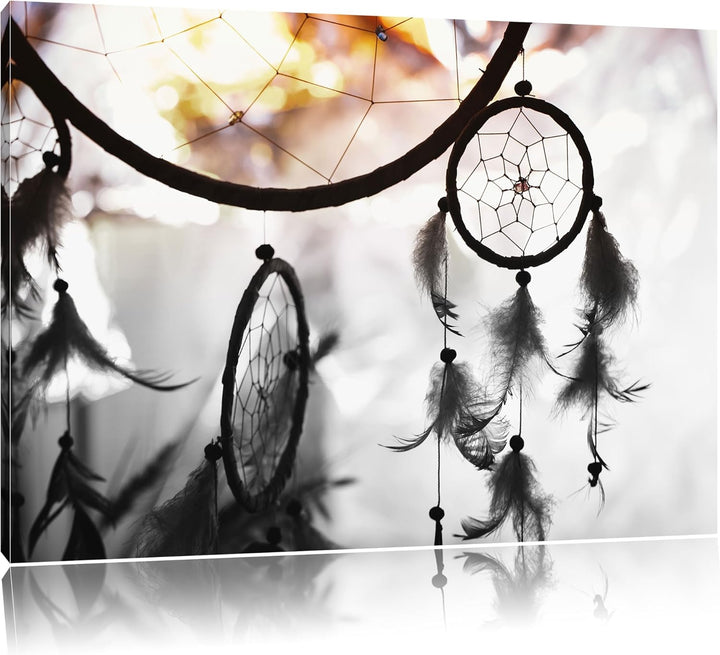 Pixxprint Traumfänger bei Sonnenuntergang als Leinwandbild/Grösse: 100x70 cm/Wandbild/Kunstdruck/fer