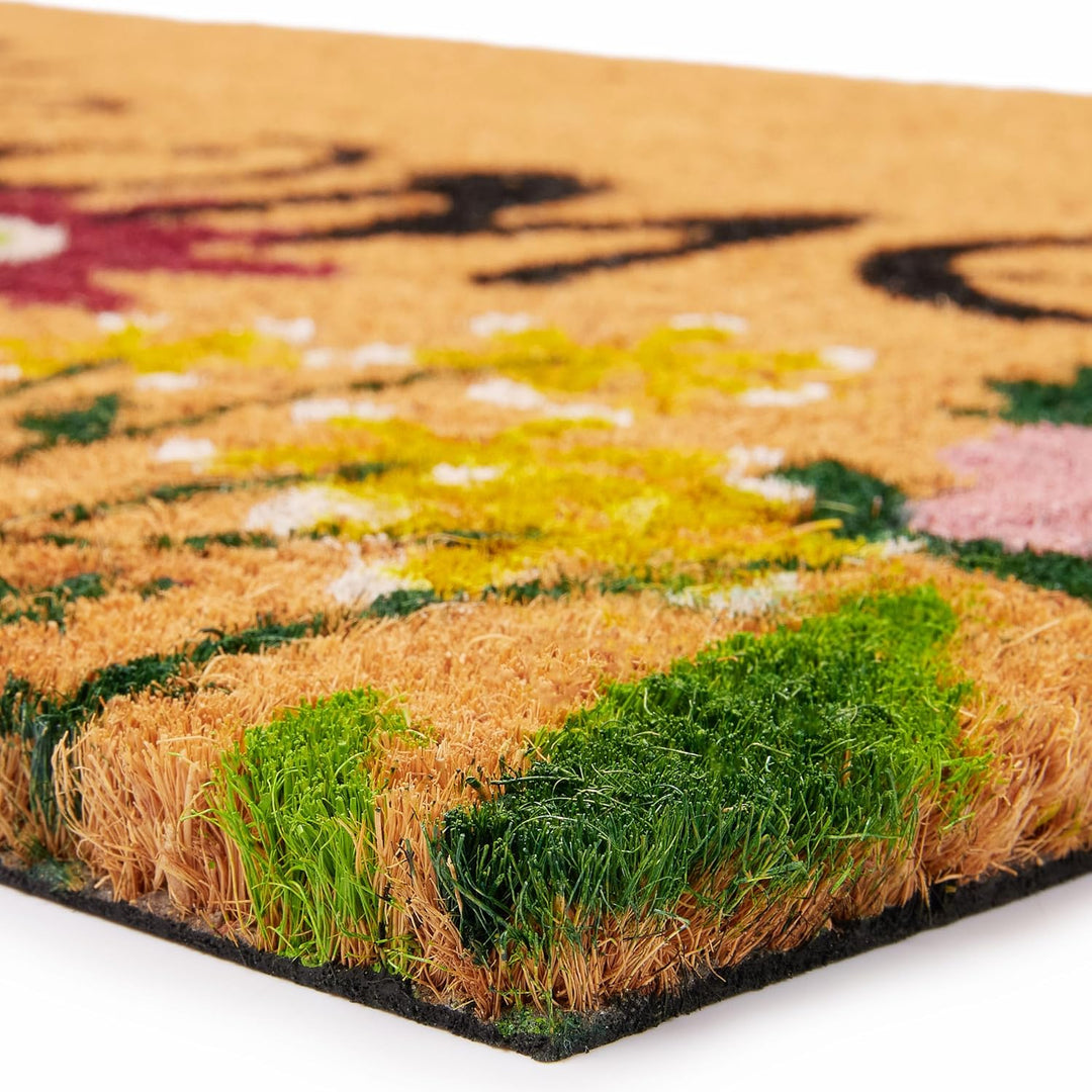 BRUBAKER Fussmatte für Aussen und Innen - Welcome mit Blumenwiese - 45 x 75 cm Schmutzfangmatte aus
