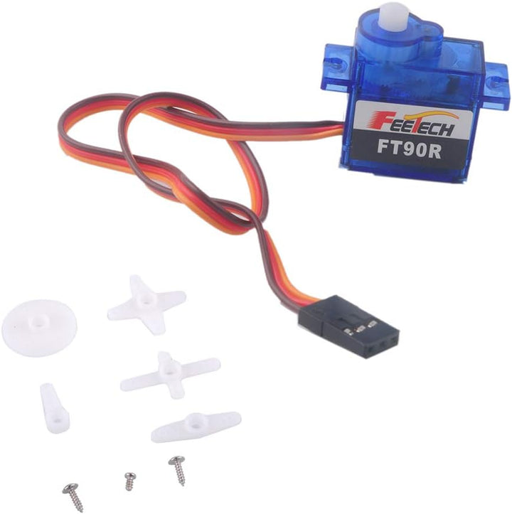 Stemedu 4 Sets FT90R Digital 360 Degree Continuous Rotation 9G Micro RC Servos and Wheels for Airpla