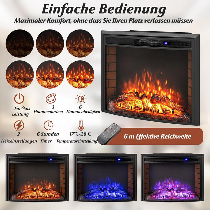 COSTWAY Elektrokamin mit Heizung 1500W, Wandkamin elektrisch mit Fernbedienung, Überhitzungsschutz,