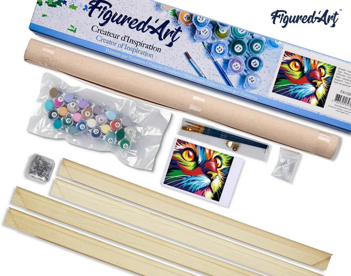 Figured'Art Malen Nach Zahlen Erwachsene Mit Rahmen Raubkatze Pop Art - Paint by Numbers Basteln DIY