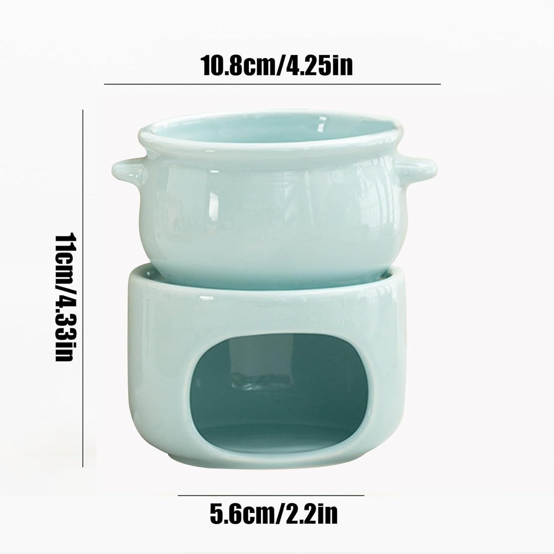 Schokoladen Fondue Becher,Keramischer Hitzebeständiger Wärmetopf | Fondue Becher Set Inklusive Gabel