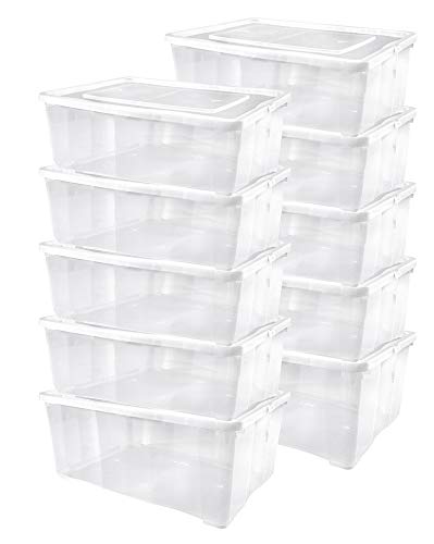 10 er Set Alpfa Schuhboxen je 5,0 Liter Inhalt - transparent mit Deckel - stapelbar 33x20x11 cm