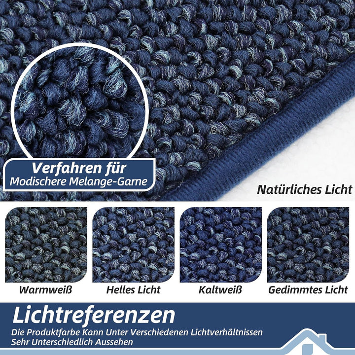 BEQHAUSE Fussmatte Innen, rutschfest und Waschbar, 80 x 120 cm, Blau | Schmutzfangmatte für Front Hi