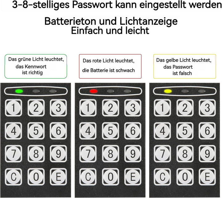 6,65L Kompakter Feuer- und Wasserdichter Tresor – Elektronischer Möbeltresor mit 2 Doppelstahlbolzen
