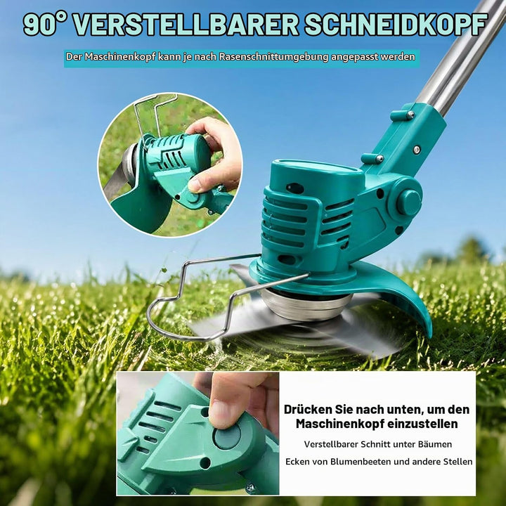 Akku Rasentrimmer mit 2 x 3.0AH Akku, Ersatz für 18V BL1850,10 Metallklinge,2X Kreissägeblätter, 90°