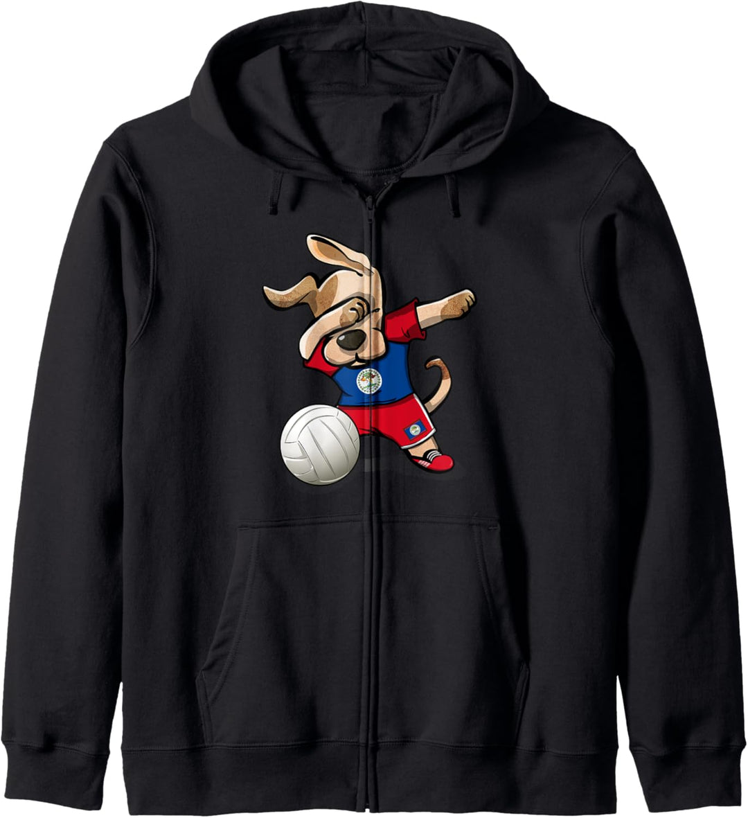 Lustiger Tupfender Hund Belize Volleyball - Belizean Flagge Kapuzenjacke
