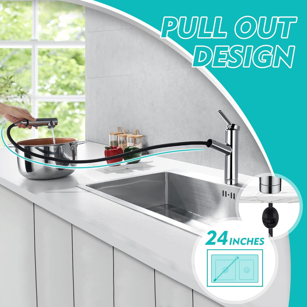 CREA Wasserhahn Küche, Küchenarmatur mit Ausziehbarer Brause, Spültischarmatur Küche mit 2 Strahlart
