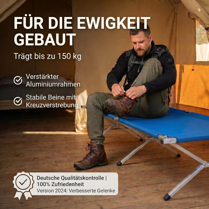 GOODS+GADGETS Faltbares Army Feldbett aus Aluminium - klappbares Campingbett & Gästebett