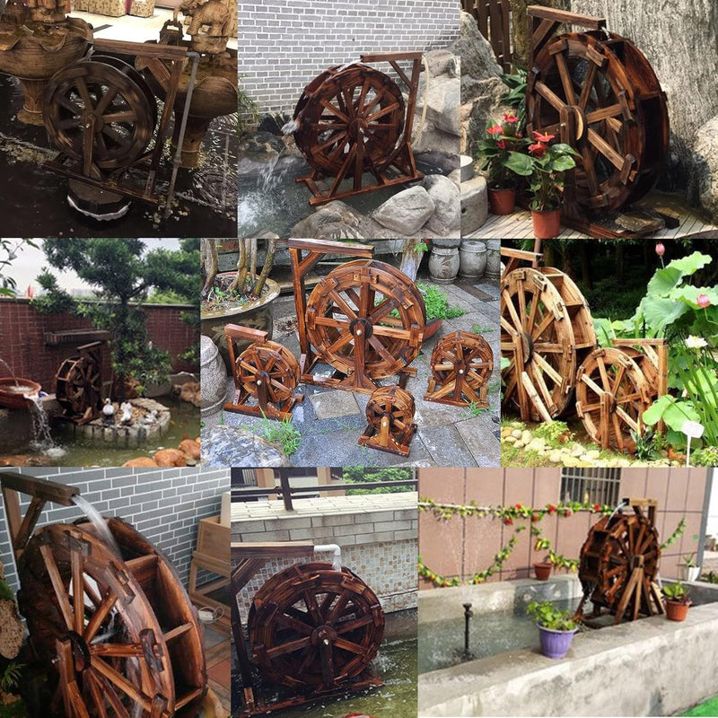 Holz Wasserrad Wasserspiel Wassermühle Garten Brunnen Gartendekoration Water Fountain Wasserfall gar