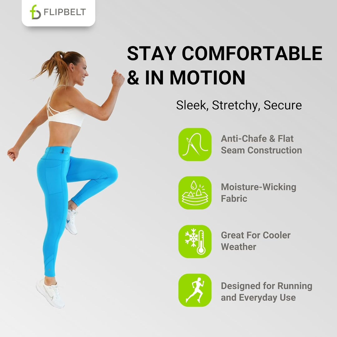 FlipBelt Leggings XS Azurblau, XS Azurblau