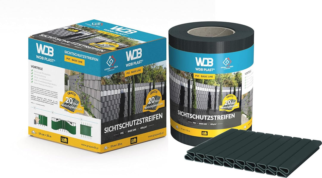 WDB Basic Line PVC Sichtschutzstreifen für Doppelstabmatten Sichtschutz für Gartenzaun & Doppelstabm