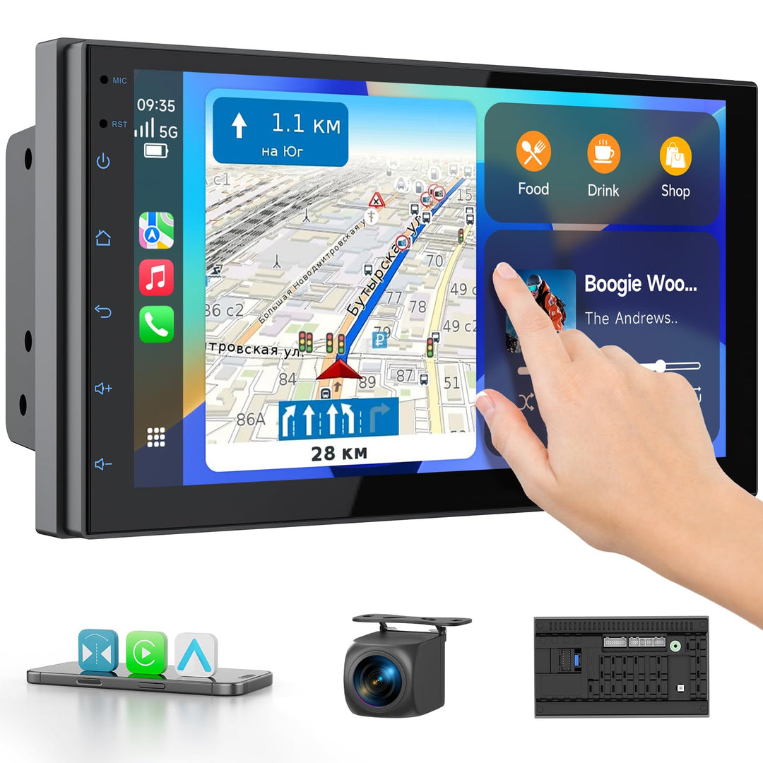 Haudio 2 Din Autoradio mit Wireless CarPlay & Android Auto, 7 Zoll IPS Bildschirm, Mirror Link, GPS,