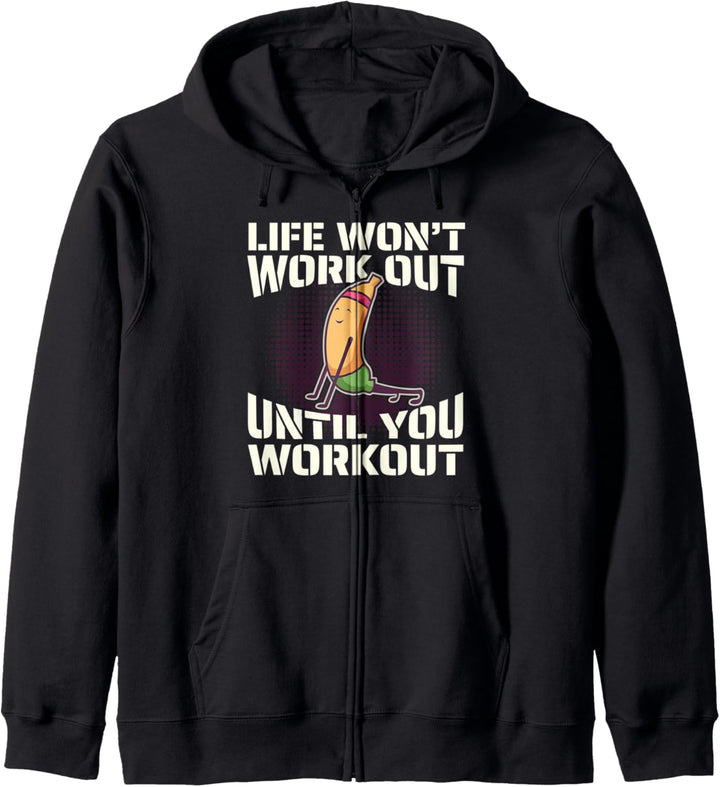 Lustiger Workout Fitness Spruch Gym Obst I Banane Workout Kapuzenjacke