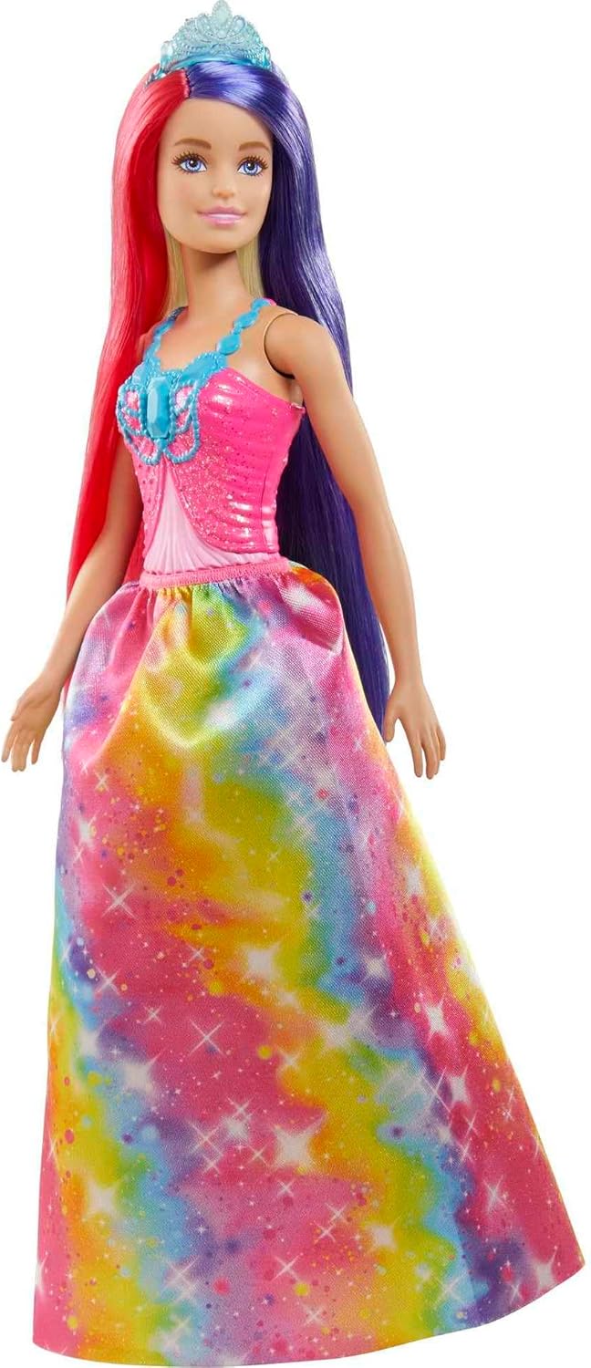 Barbie GTF38 - Dreamtopia Regenbogen Königlich (ca. 30 cm) mit extralangen Fantasiehaaren in Zwei Fa