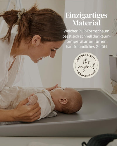 Leander Matty™ Wickelauflage 50x70 cm Pearl Grey - Samtig-weiche Wickelunterlage - Wasserabweisend u