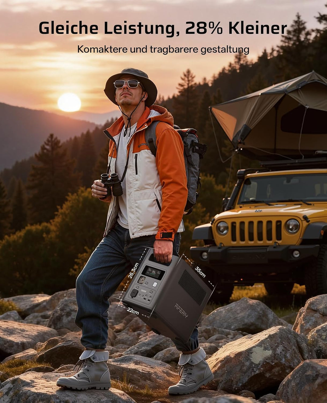 AFERIY 1800W1024Wh Tragbare Powerstation mit 400W Solarpanel, für Camping | Solargenerator 1Std Schn