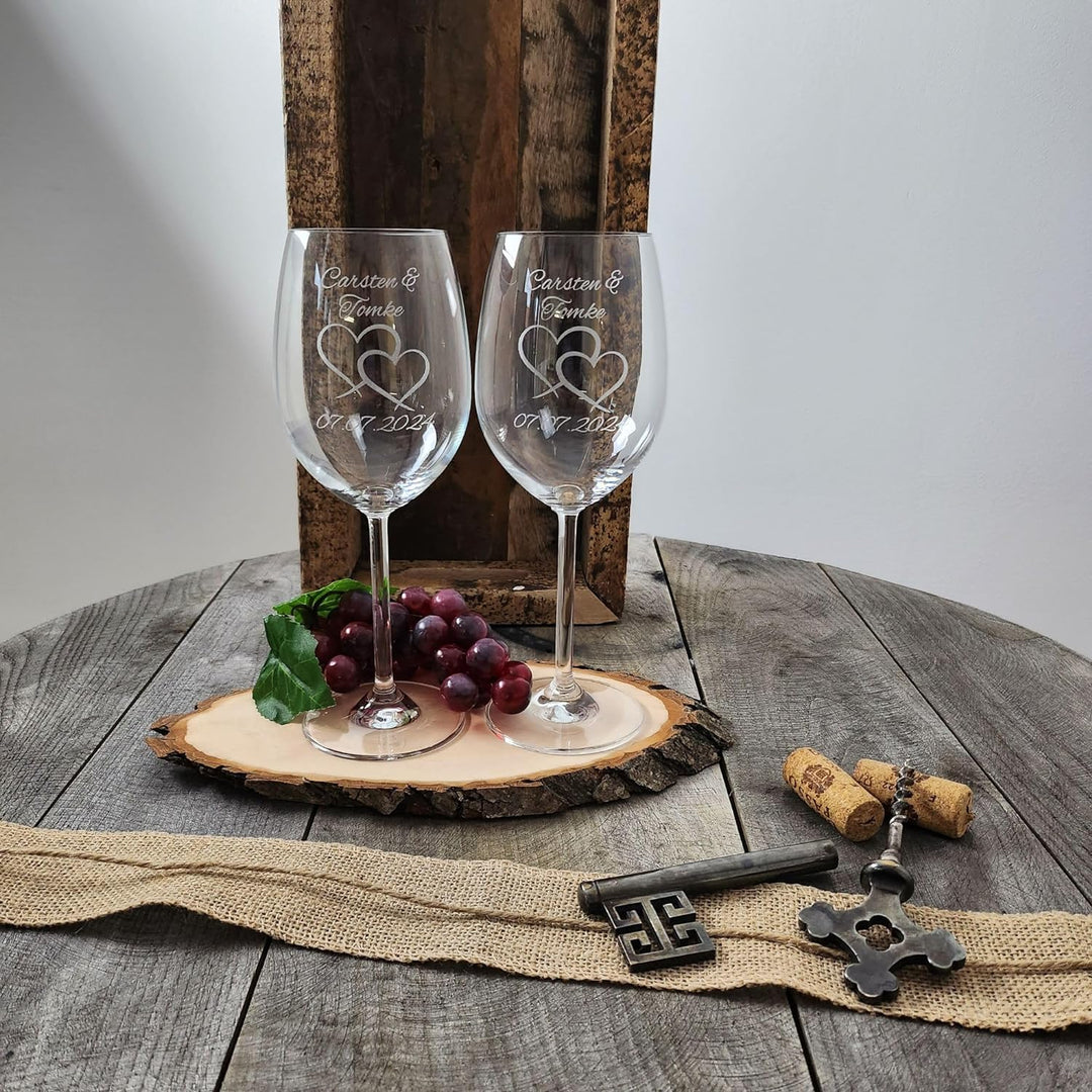 Geschenk zum Valentinstag – Wein Geschenksets – Weinglas mit Gravur 460ml – Hochzeitsgeschenke – Ges