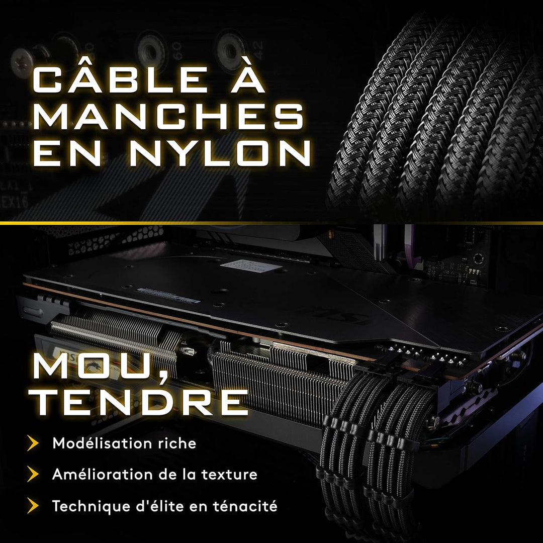 EZDIY-FAB PSU Verlängerungskabel ummantelt, Mod Custom GPU PC, Stromversorgung aus weichem Nylon, ge