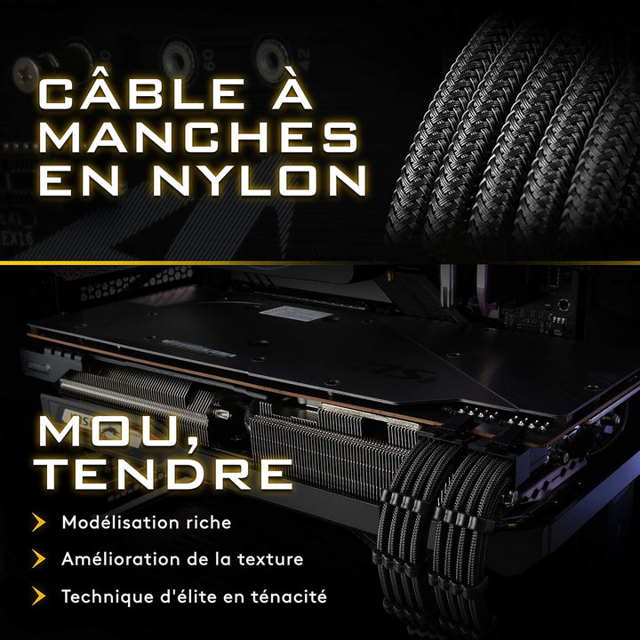EZDIY-FAB PSU Verlängerungskabel ummantelt, Mod Custom GPU PC, Stromversorgung aus weichem Nylon, ge