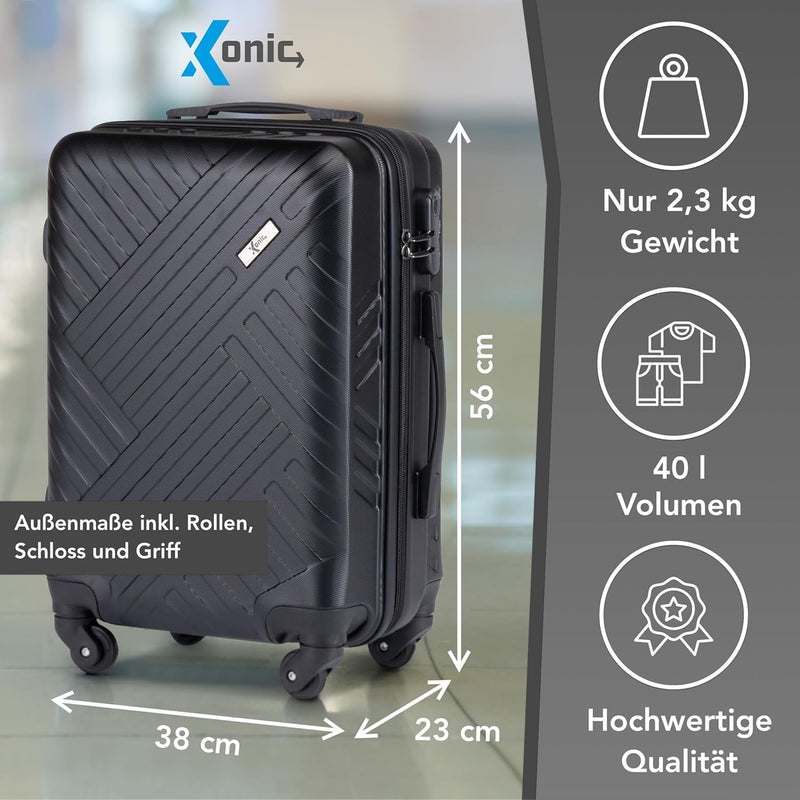 Xonic Design Reisekoffer - Hartschalen-Koffer mit 360° Leichtlauf-Rollen - hochwertiger Trolley mit