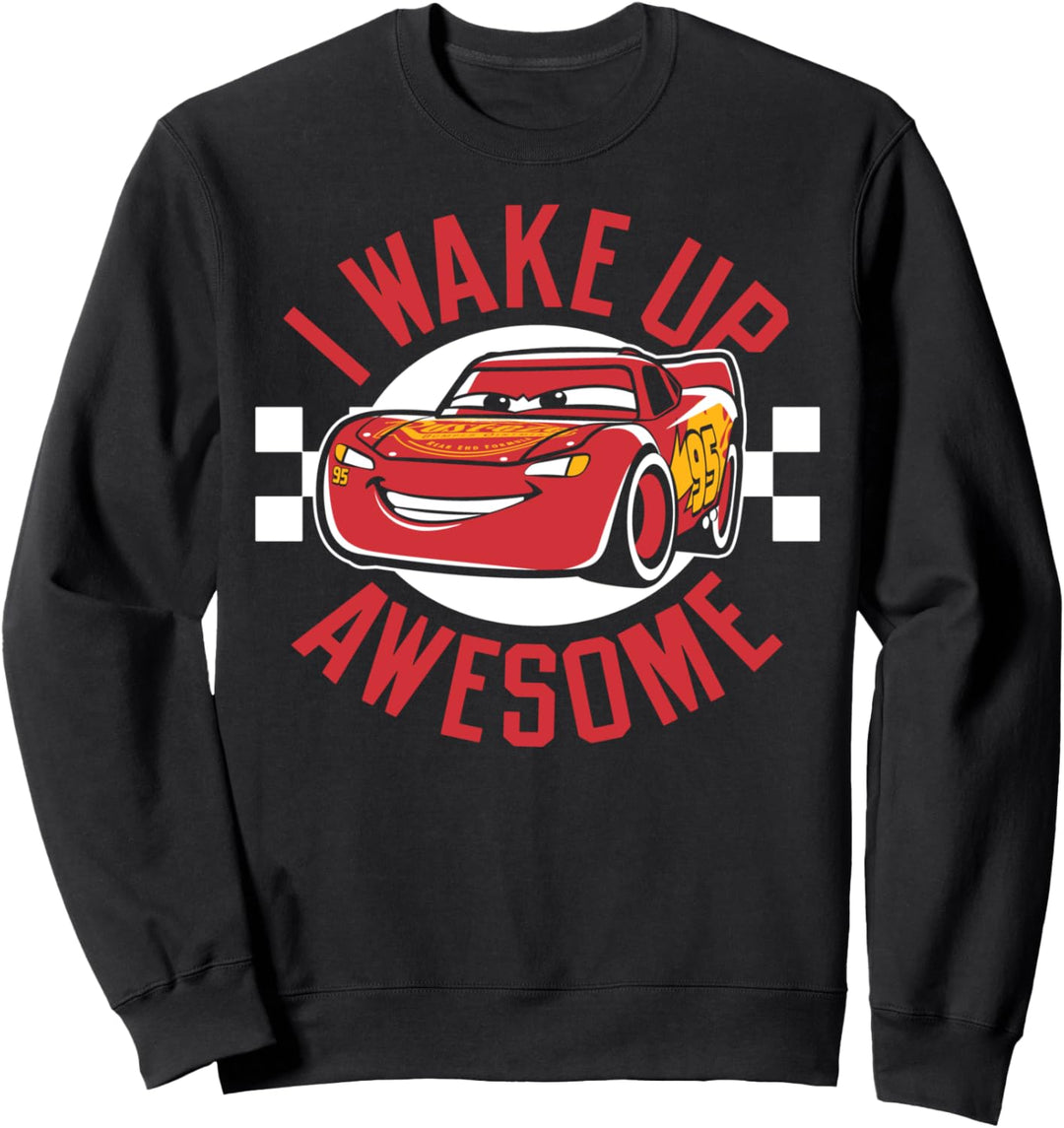 Disney Pixar Cars 2 Lightning McQueen Wake Up Awesome Text Sweatshirt
