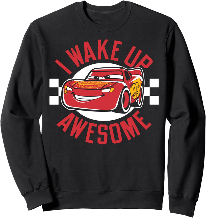 Disney Pixar Cars 2 Lightning McQueen Wake Up Awesome Text Sweatshirt
