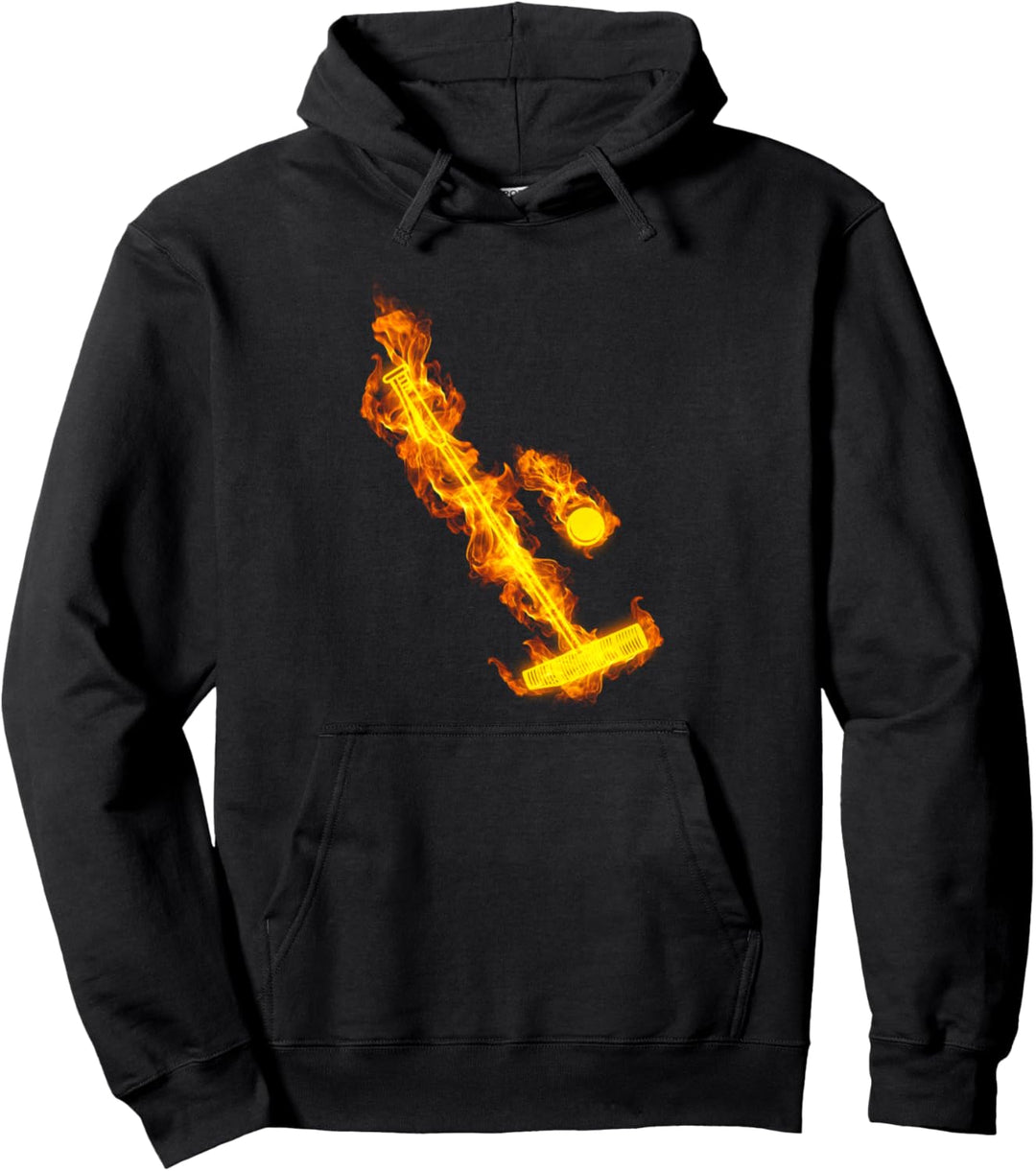 Feuer Poloschläger und Ball Flammen Pferd Polo Spieler Pullover Hoodie