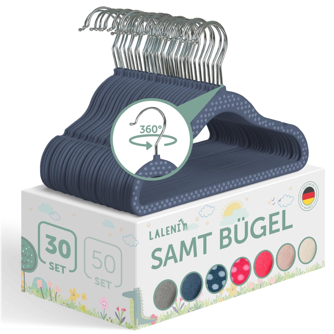 Laleni 30er Set Kleiderbügel für Kinder - rutschfeste Kinderkleiderbügel, platzsparende Babybügel mi