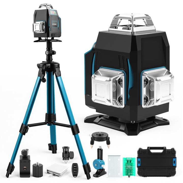 Kreuzlinienlaser mit Stativ, Laser Wasserwaage mit LED-Anzeige, 4x360 Grad Laser Level, 4D 16 Linien