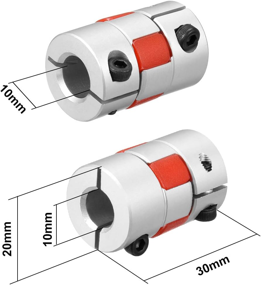 sourcing map Wellenkupplung 10mm bis 10mm Bohrung L30xD20 Flexibles Kupplungsgelenk für Servo Schrit
