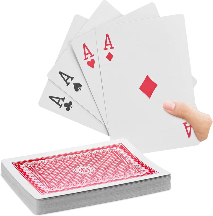 Relaxdays 5 x Jumbo Pokerkarten, 270 Karten, wasserfeste XXL-Kunststoffspielkarten, Spassgeschenk od