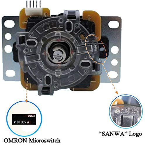 Reyann Sanwa JLF-TP-8YT Joystick + 8 Stück Sanwa OBSF-30 Drucktasten Bundle Kit Farbe: Gelb, Gelb