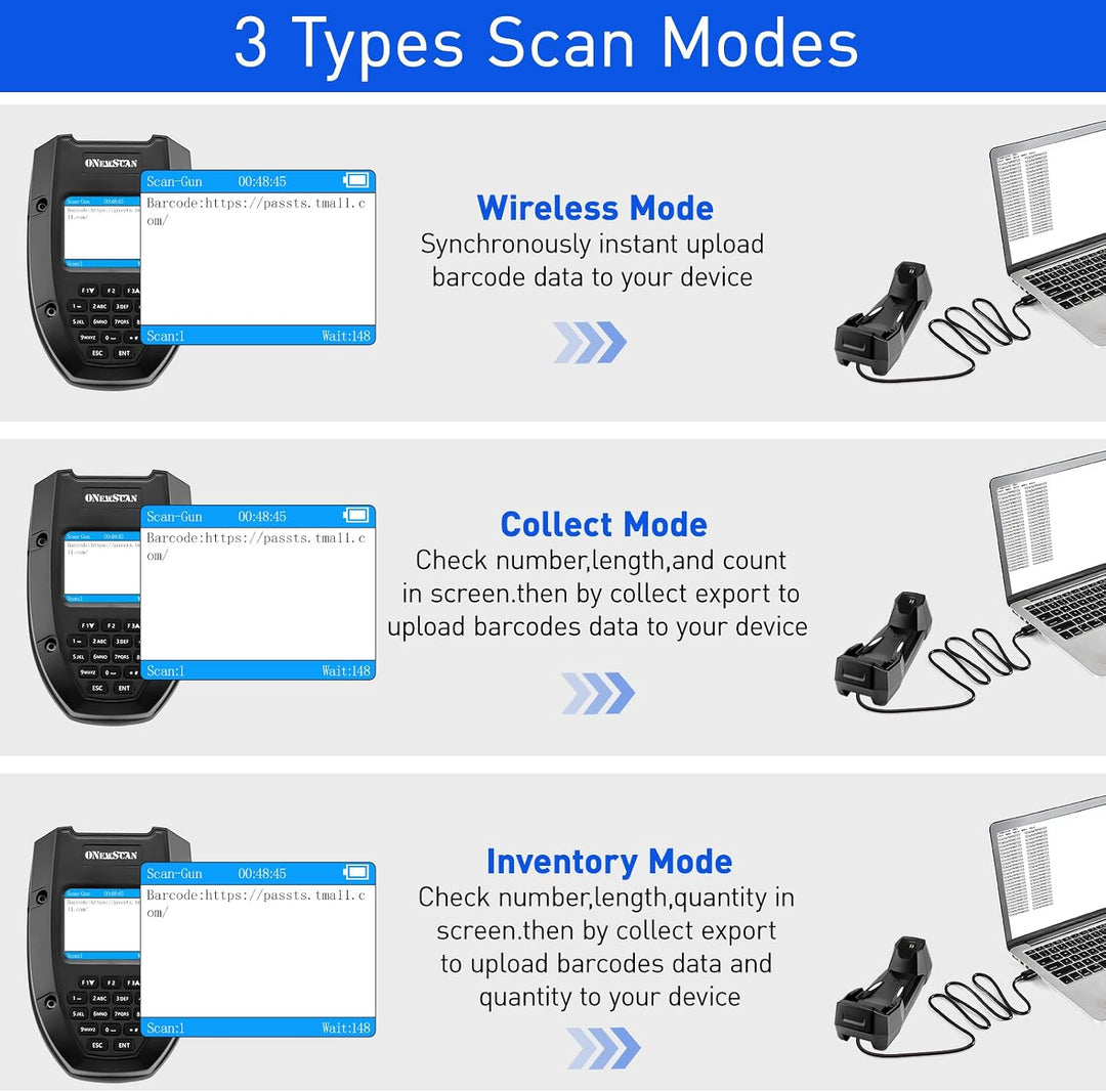 Inventory Scanner Wireless, 1D CCD Barcode Scanner mit Ladeständer Datensammler Barcodeleser Datenkl