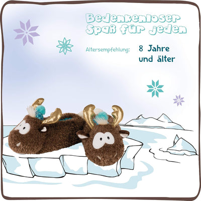 NICI Hauschuhe Rentier Reny Heart Gr. 38-41, L – Plüsch-Hauschuhe Kinder rutschfest – Warme Kuschelt