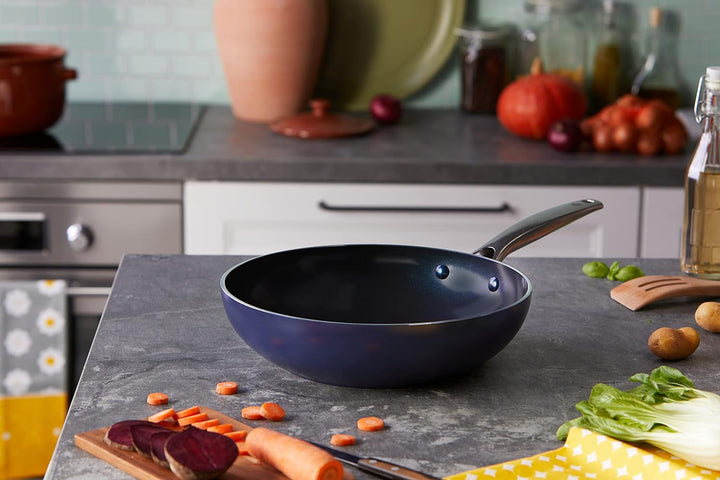 Blue Diamond Cookware Diamantstruktur Keramik Antihaft, 28 cm Wokpfanne, PFAS-frei, Induktion, Spülm