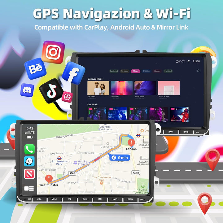 Carplay Autoradio für VW Passat B6 T5 Golf 5 6 Polo 6R Tiguan T5 Jetta Seat Skoda - 2+64G Android Au
