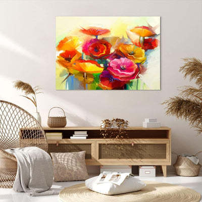 Bilder auf Leinwand 100x70cm Leinwandbild Blumen Frühling Flora Garten Gross Wanddeko Bild Schlafzim