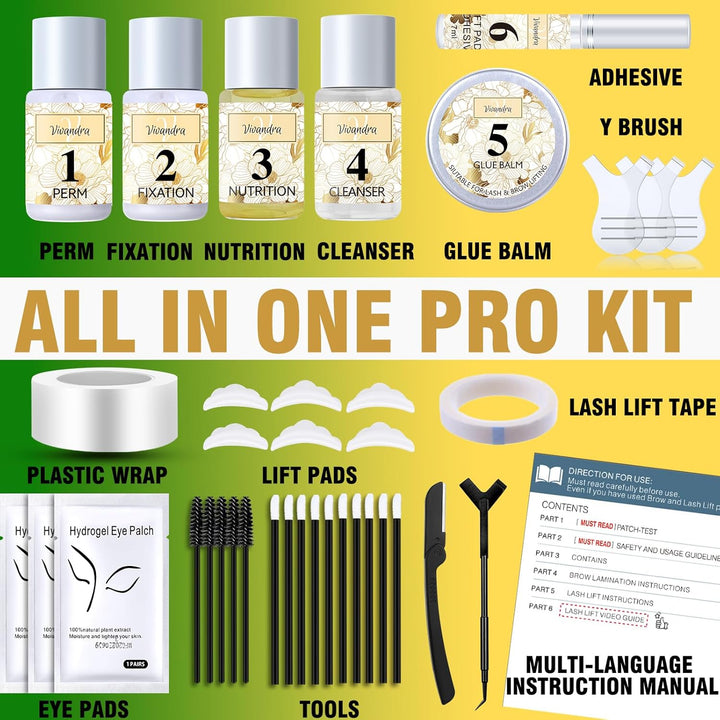 2-IN-1 Wimpernlifting Set & Augenbrauen Lifting Set, Professionelles DIY Lash Lifting & Brow für vol