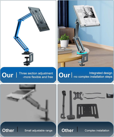 nediea Laptop Halterung für Schreibtisch, Laptop Armhalterung mit 360° Drehbarem, Aluminium Laptop T